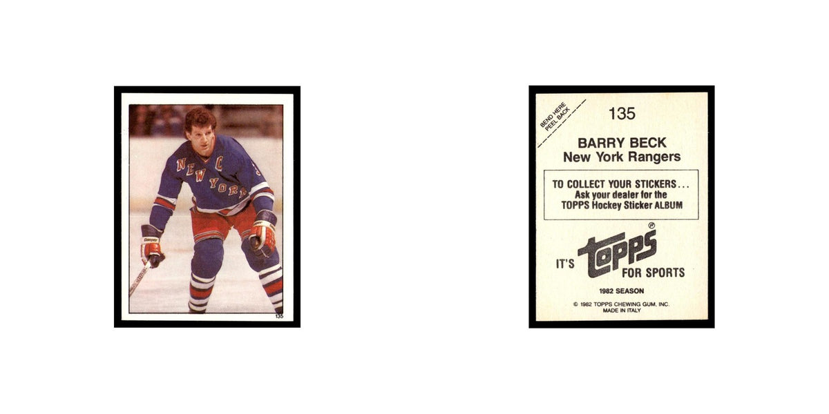 Barry Beck 1982 Topps Stickers #135 New York Rangers Hockey Card EX