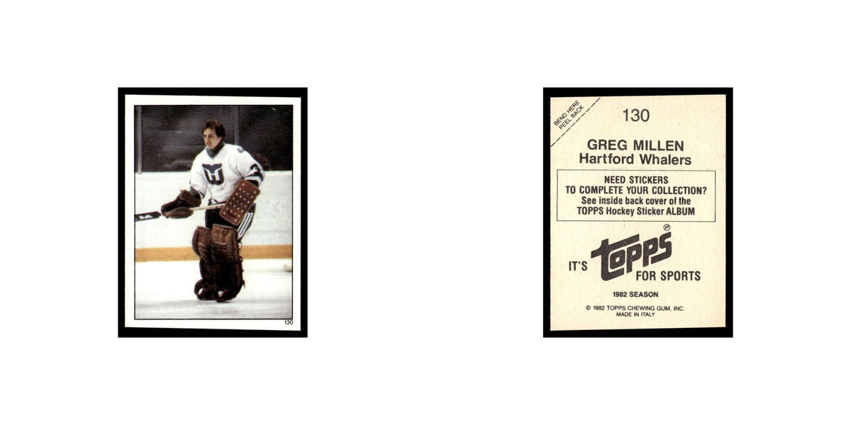 Greg Millen 1982 Topps Stickers #130 Hartford Whalers Hockey Card EX