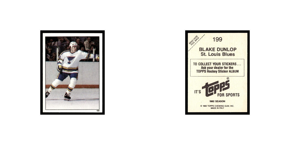 Blake Dunlop 1982 Topps Stickers #199 St. Louis Blues Hockey Card EX