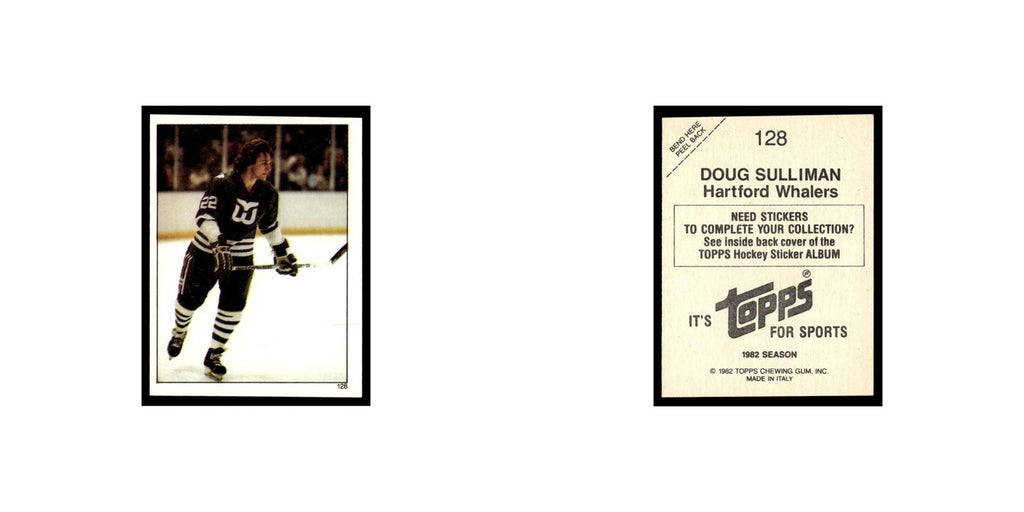Doug Sulliman 1982 Topps Stickers #128 Hartford Whalers Hockey Card EX