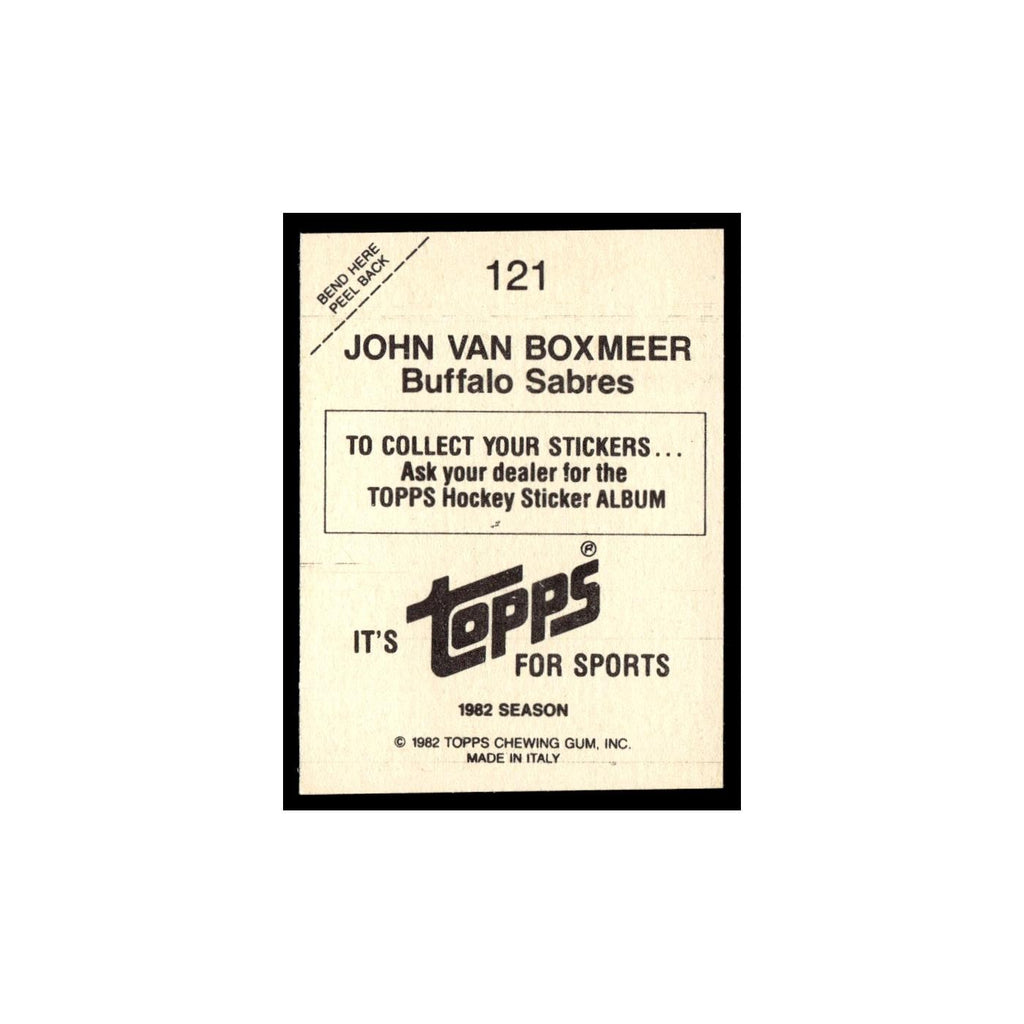 John Van Boxmeer 1982 Topps Stickers #121 Buffalo Sabres Hockey Card EX