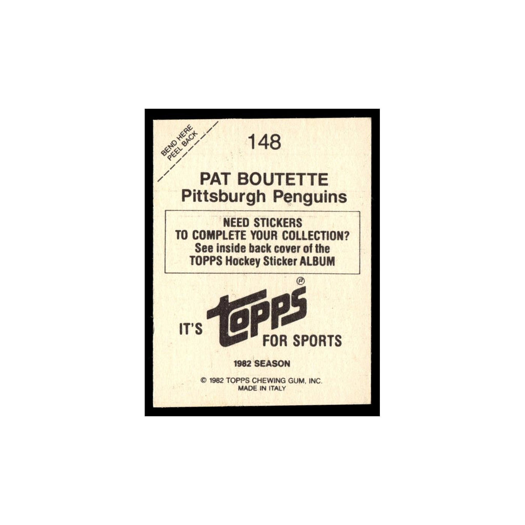 Pat Boutette 1982 Topps Stickers #148 Pittsburgh Penguins Hockey Card EX