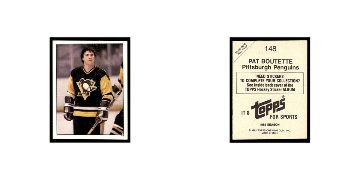 Pat Boutette 1982 Topps Stickers #148 Pittsburgh Penguins Hockey Card EX