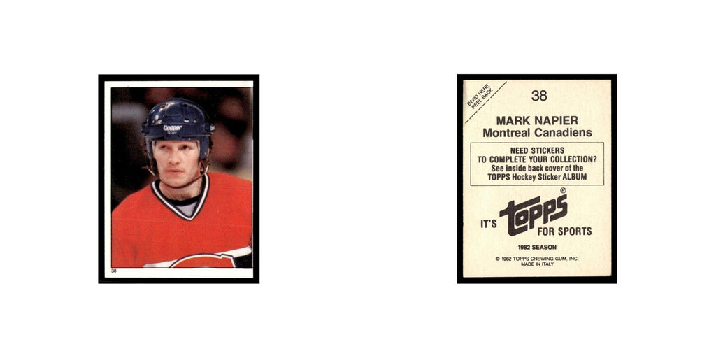 Mark Napier 1982 Topps Stickers #38 Montreal Canadiens Hockey Card EX