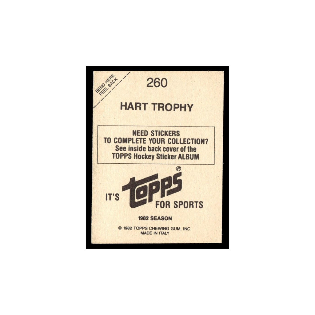 Hart Trophy 1982 Topps Stickers #260 Hockey Card EX