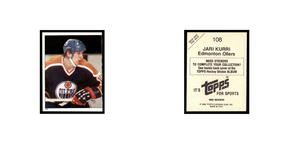 Jari Kurri 1982 Topps Stickers #108 Edmonton Oilers Hockey Card EX