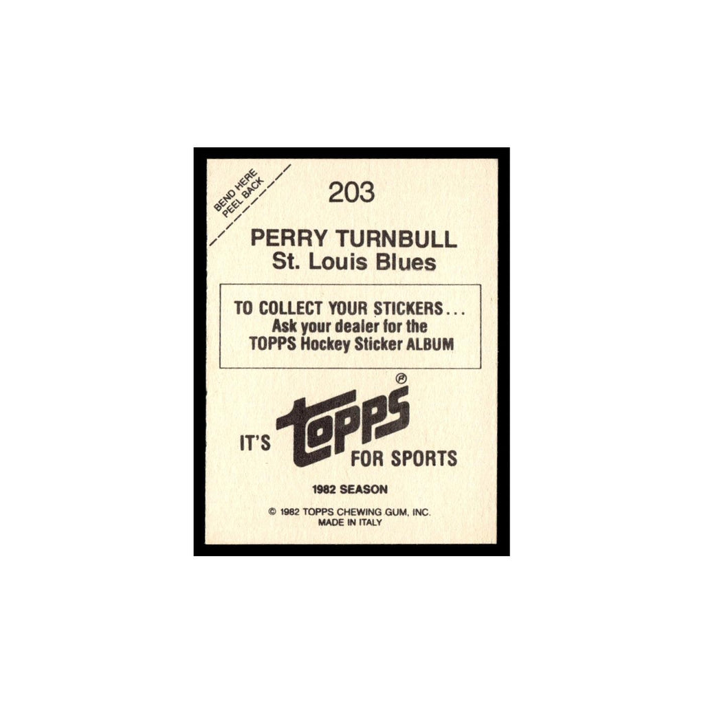 Perry Turnbull 1982 Topps Stickers #203 St. Louis Blues Hockey Card EX