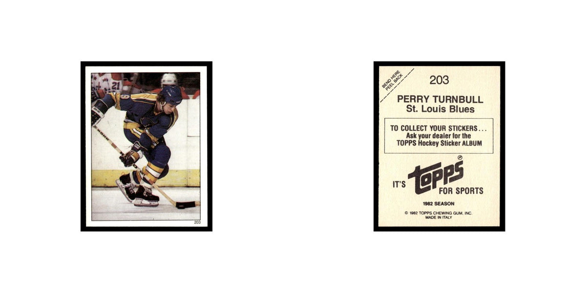 Perry Turnbull 1982 Topps Stickers #203 St. Louis Blues Hockey Card EX