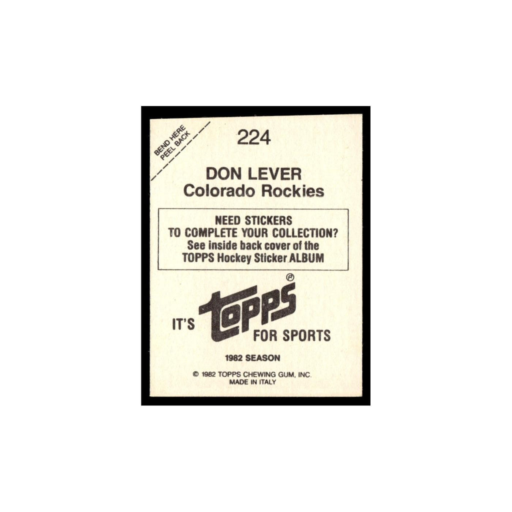 Don Lever 1982 Topps Stickers #224 Colorado Rockies Hockey Card EX