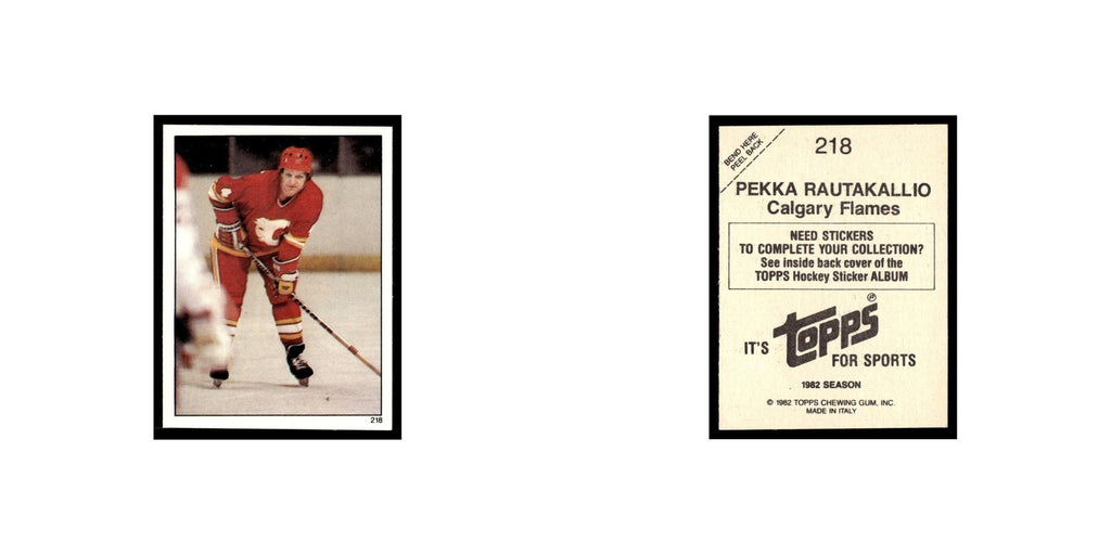 Pekka Rautakallio 1982 Topps Stickers #218 Calgary Flames Hockey Card EX