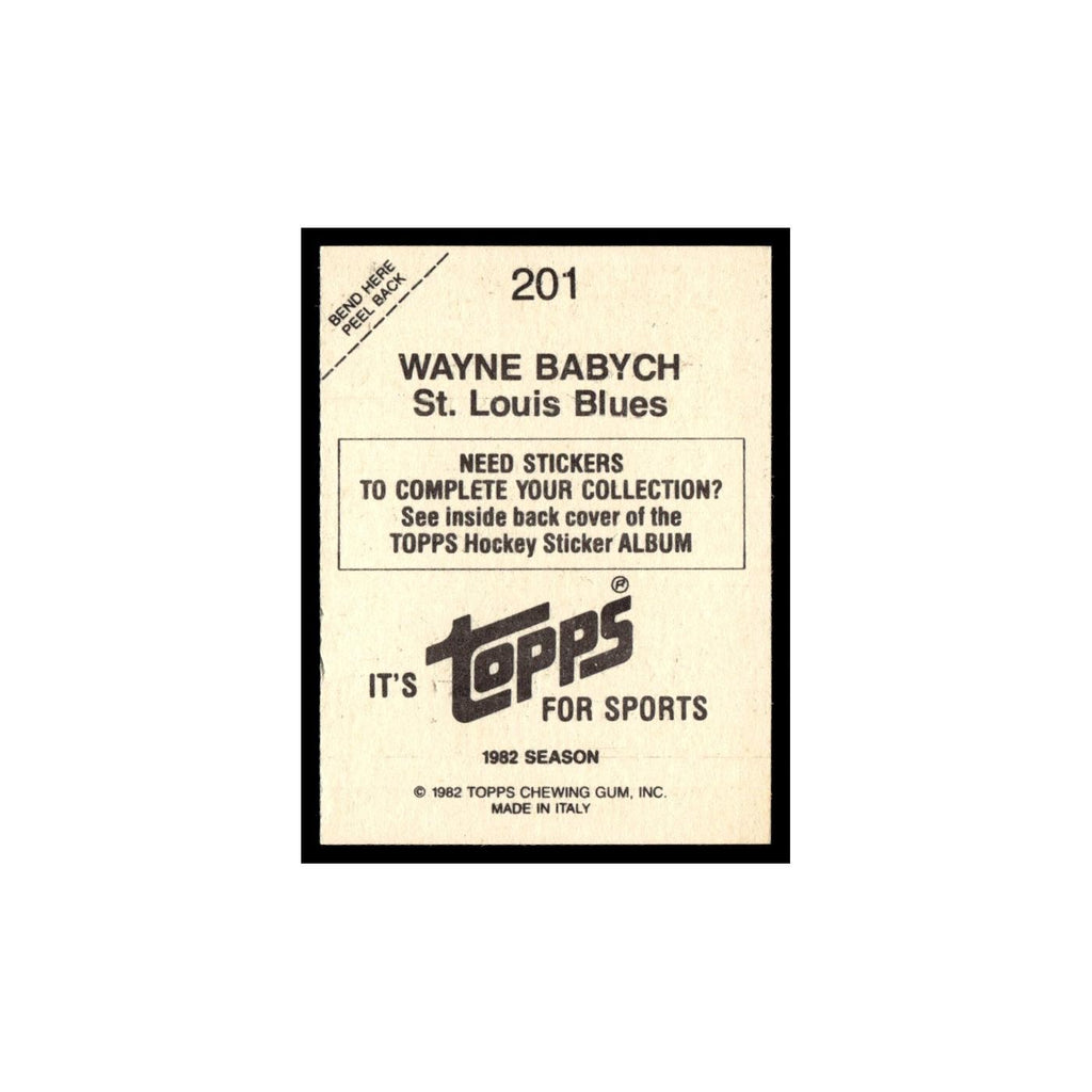 Wayne Babych 1982 Topps Stickers #201 St. Louis Blues Hockey Card EX