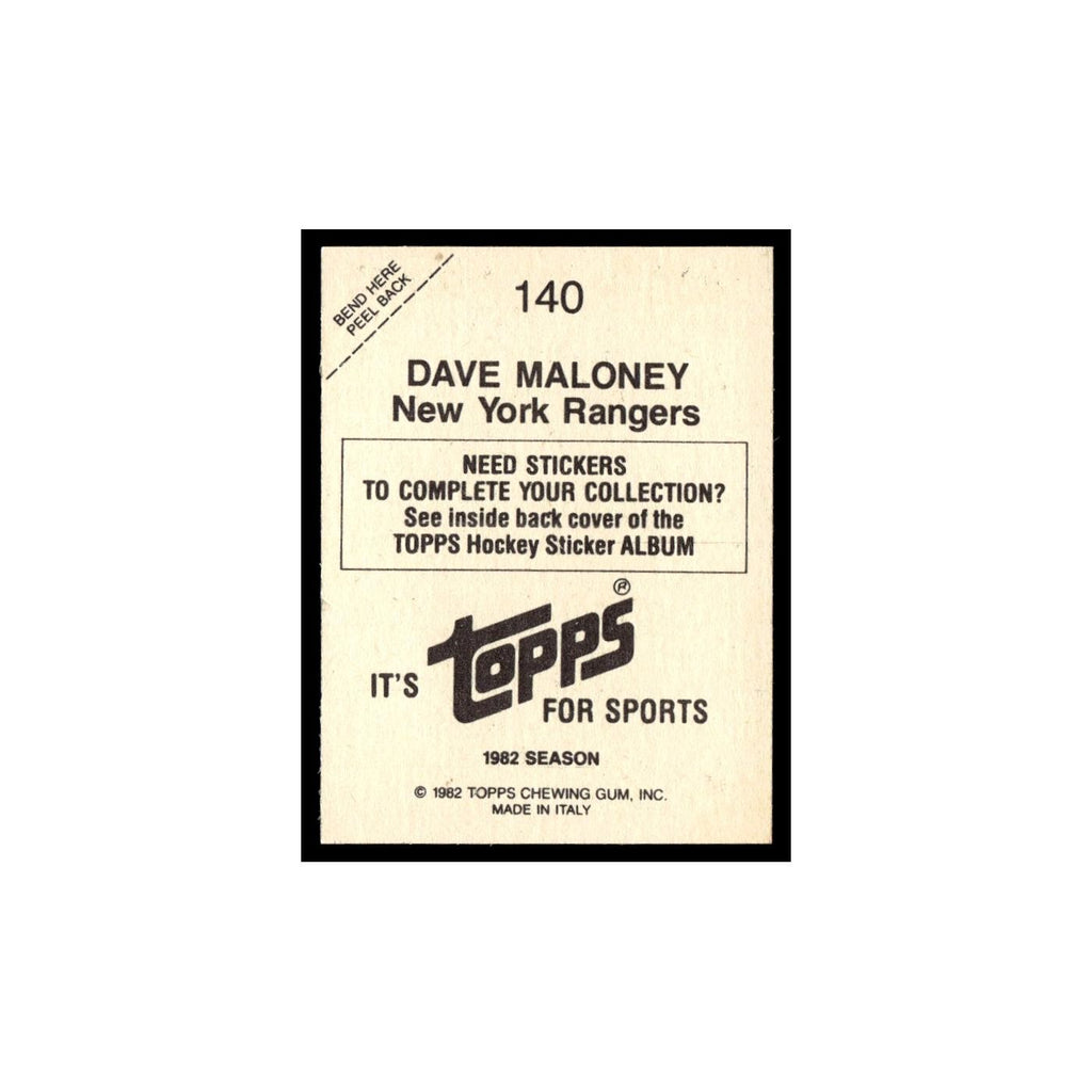 Dave Maloney 1982 Topps Stickers #140 New York Rangers Hockey Card EX