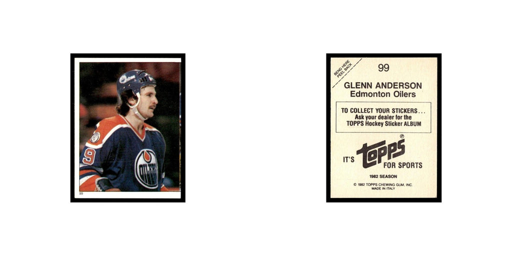 Glenn Anderson 1982 Topps Stickers #99 Edmonton Oilers Hockey Card EX