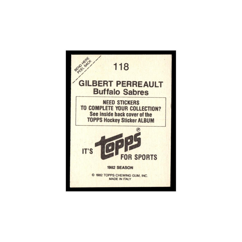 Gilbert Perreault 1982 Topps Stickers #118 Buffalo Sabres Hockey Card EX