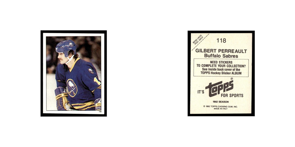 Gilbert Perreault 1982 Topps Stickers #118 Buffalo Sabres Hockey Card EX