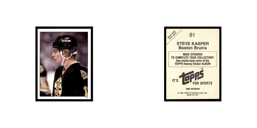 Steve Kasper 1982 Topps Stickers #81 Boston Bruins Hockey Card EX