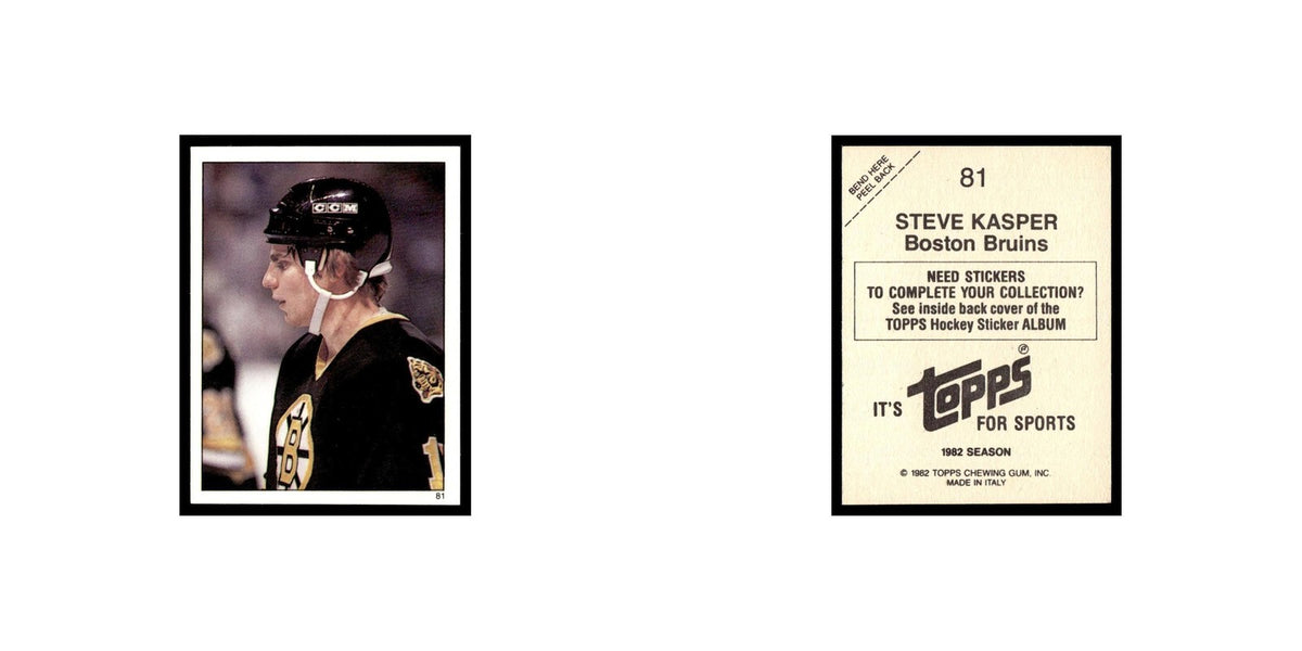 Steve Kasper 1982 Topps Stickers #81 Boston Bruins Hockey Card EX