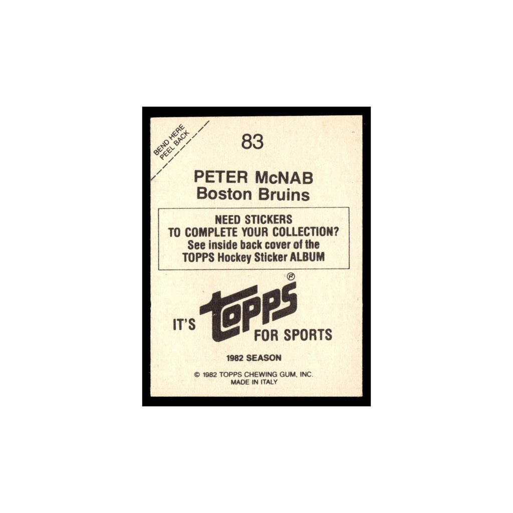 Peter McNab 1982 Topps Stickers #83 Boston Bruins Hockey Card EX
