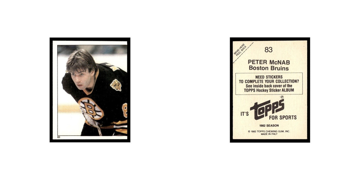 Peter McNab 1982 Topps Stickers #83 Boston Bruins Hockey Card EX