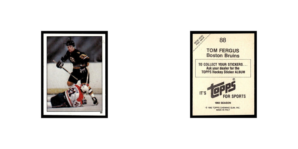 Tom Fergus 1982 Topps Stickers #88 Boston Bruins Hockey Card EX