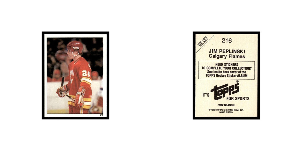 Jim Peplinski 1982 Topps Stickers #216 Calgary Flames Hockey Card EX