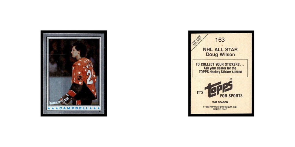 Doug Wilson 1982 Topps Stickers #163 Chicago Blackhawks Hockey Card EX