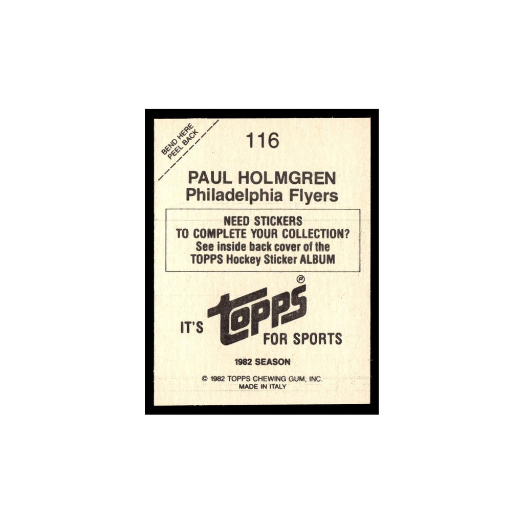 Paul Holmgren 1982 Topps Stickers #116 Philadelphia Flyers Hockey Card EX