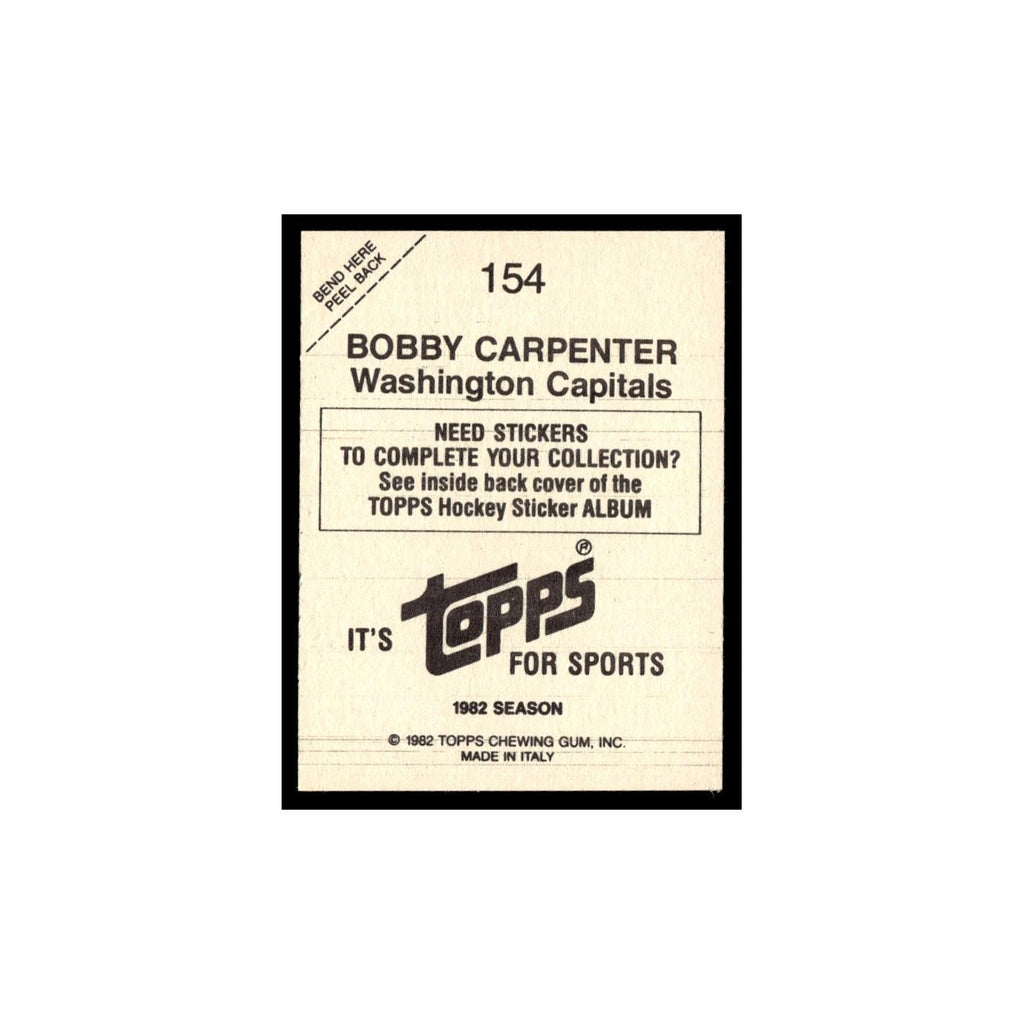 Bob Carpenter 1982 Topps Stickers #154 Washington Capitals Hockey Card EX