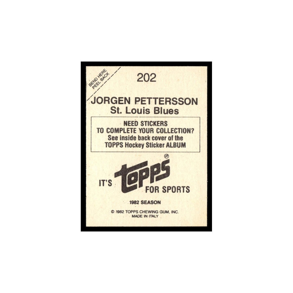 Jorgen Pettersson 1982 Topps Stickers #202 St. Louis Blues Hockey Card EX