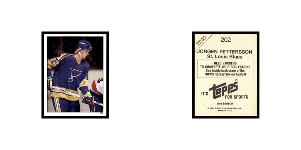 Jorgen Pettersson 1982 Topps Stickers #202 St. Louis Blues Hockey Card EX