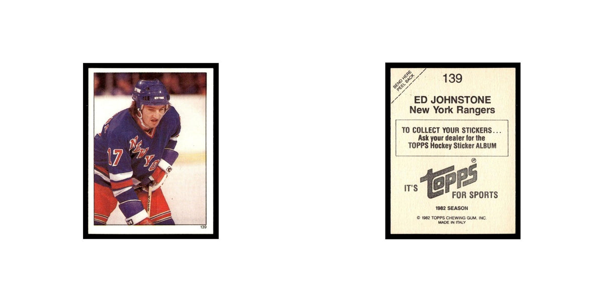 Ed Johnstone 1982 Topps Stickers #139 New York Rangers Hockey Card EX