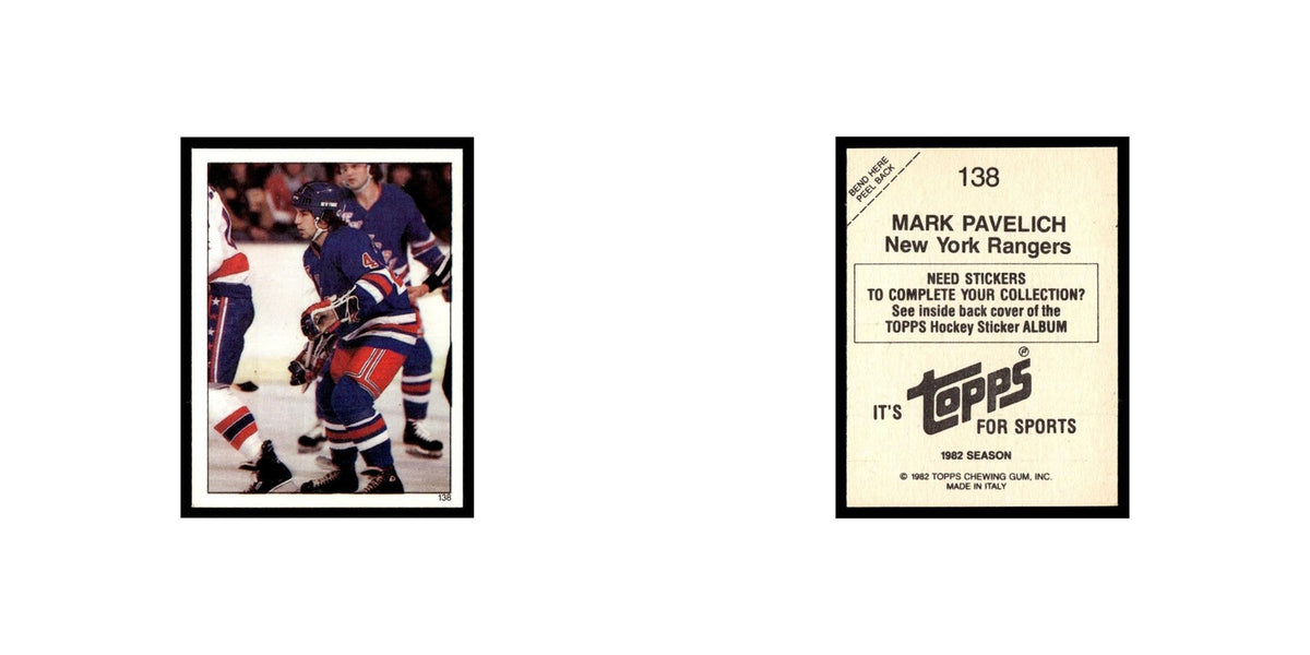 Mark Pavelich 1982 Topps Stickers #138 New York Rangers Hockey Card EX