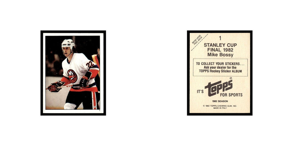 Mike Bossy 1982 Topps Stickers #1 New York Islanders Hockey Card EX