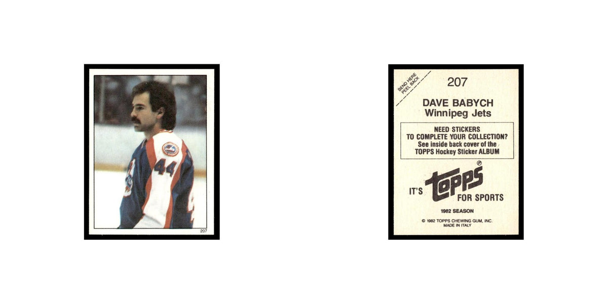 Dave Babych 1982 Topps Stickers #207 Winnipeg Jets Hockey Card EX