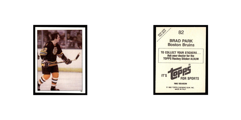 Brad Park 1982 Topps Stickers #82 Boston Bruins Hockey Card EX