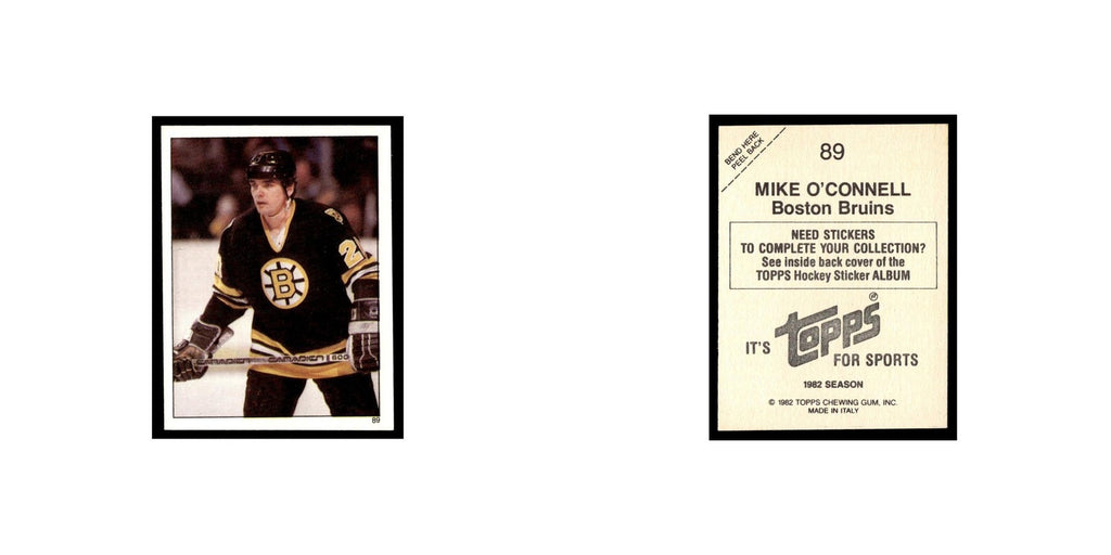 Mike O'Connell 1982 Topps Stickers #89 Boston Bruins Hockey Card EX