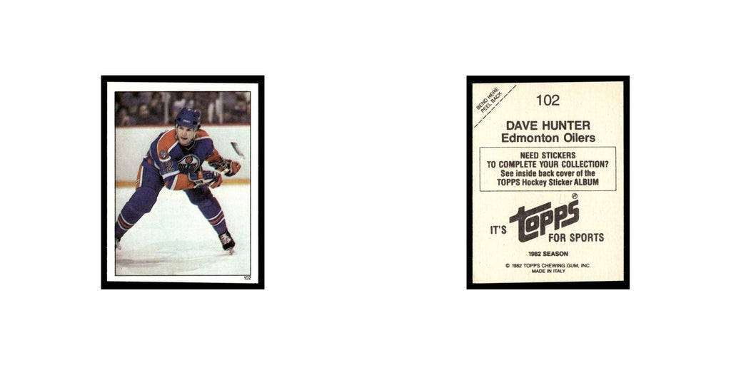 Dave Hunter 1982 Topps Stickers #102 Edmonton Oilers Hockey Card EX