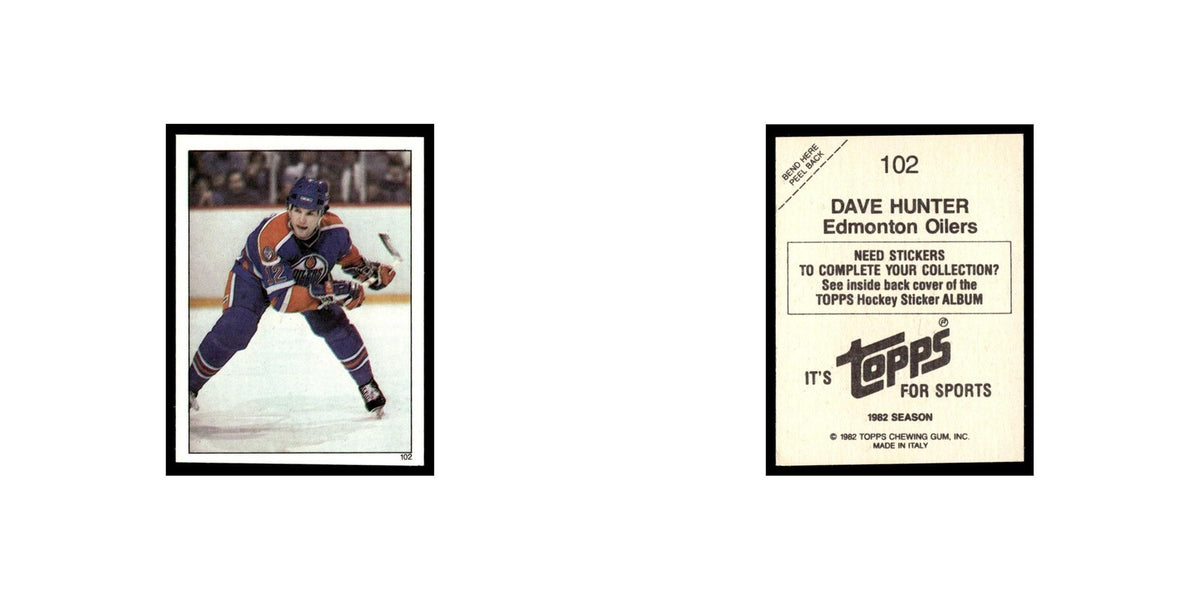 Dave Hunter 1982 Topps Stickers #102 Edmonton Oilers Hockey Card EX