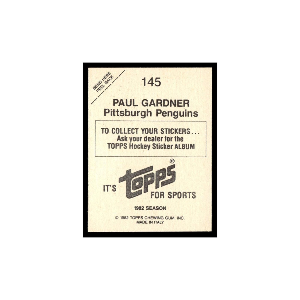 Paul Gardner 1982 Topps Stickers #145 Pittsburgh Penguins Hockey Card EX