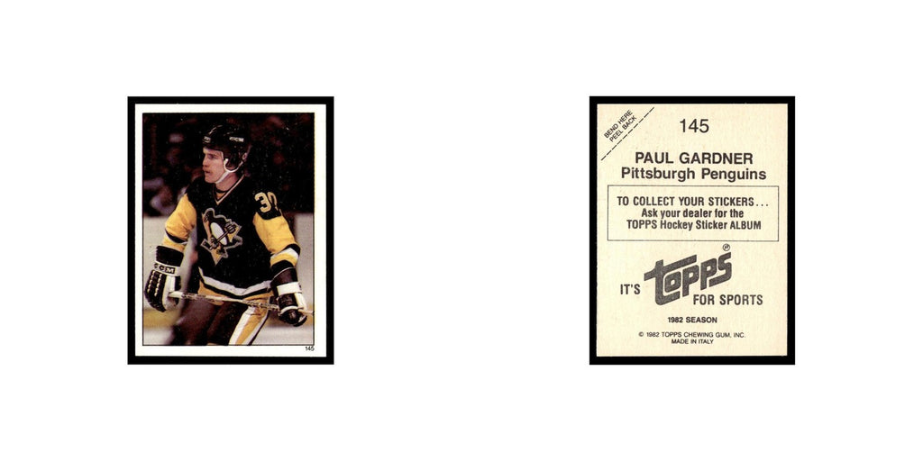 Paul Gardner 1982 Topps Stickers #145 Pittsburgh Penguins Hockey Card EX
