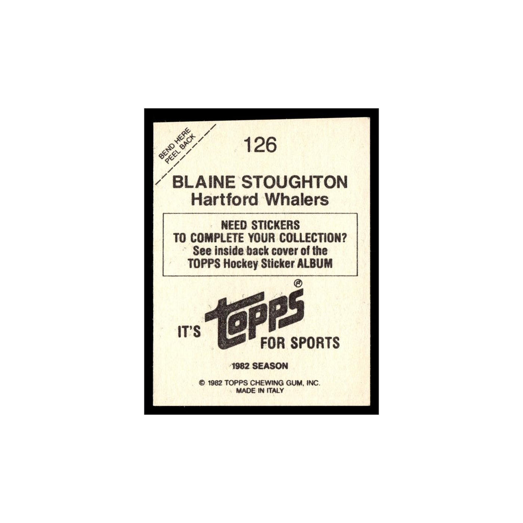 Blaine Stoughton 1982 Topps Stickers #126 Hartford Whalers Hockey Card EX