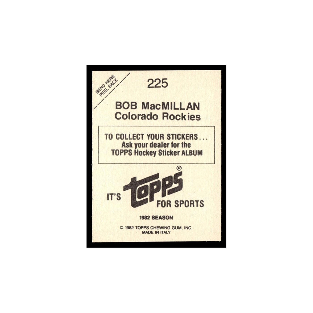 Bob MacMillan 1982 Topps Stickers #225 Colorado Rockies Hockey Card EX