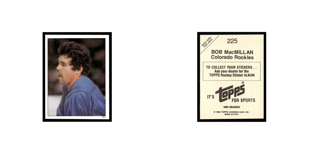 Bob MacMillan 1982 Topps Stickers #225 Colorado Rockies Hockey Card EX