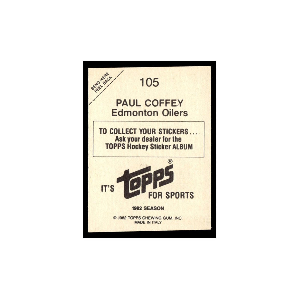 Paul Coffey 1982 Topps Stickers #105 Edmonton Oilers Hockey Card EX