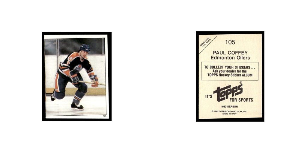 Paul Coffey 1982 Topps Stickers #105 Edmonton Oilers Hockey Card EX