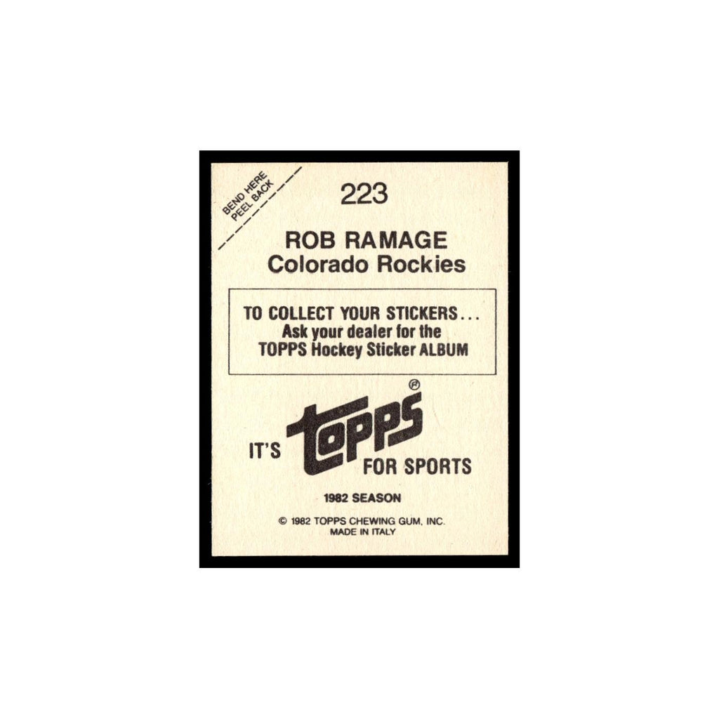 Rob Ramage 1982 Topps Stickers #223 Colorado Rockies Hockey Card EX