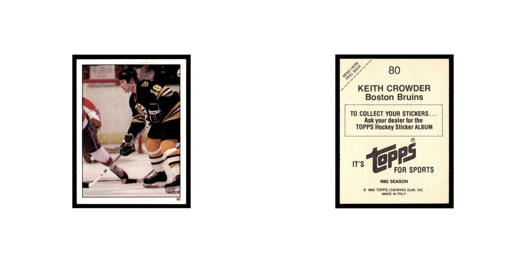 Keith Crowder 1982 Topps Stickers #80 Boston Bruins Hockey Card EX