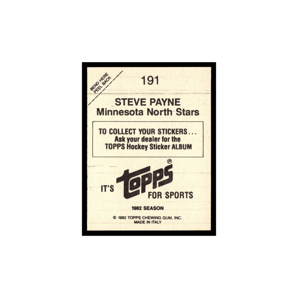 Steve Payne 1982 Topps Stickers #191 St. Louis Blues Hockey Card EX
