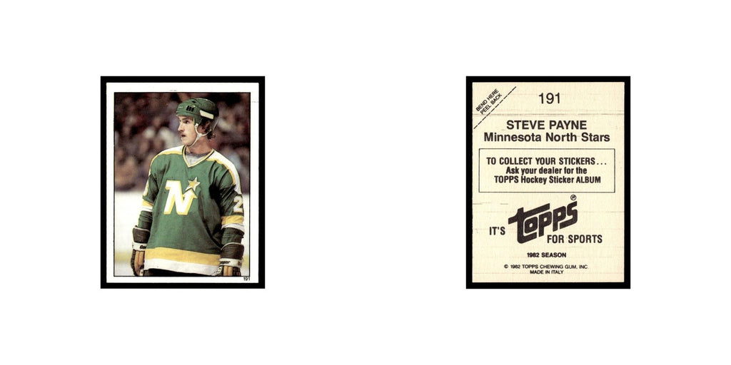 Steve Payne 1982 Topps Stickers #191 St. Louis Blues Hockey Card EX