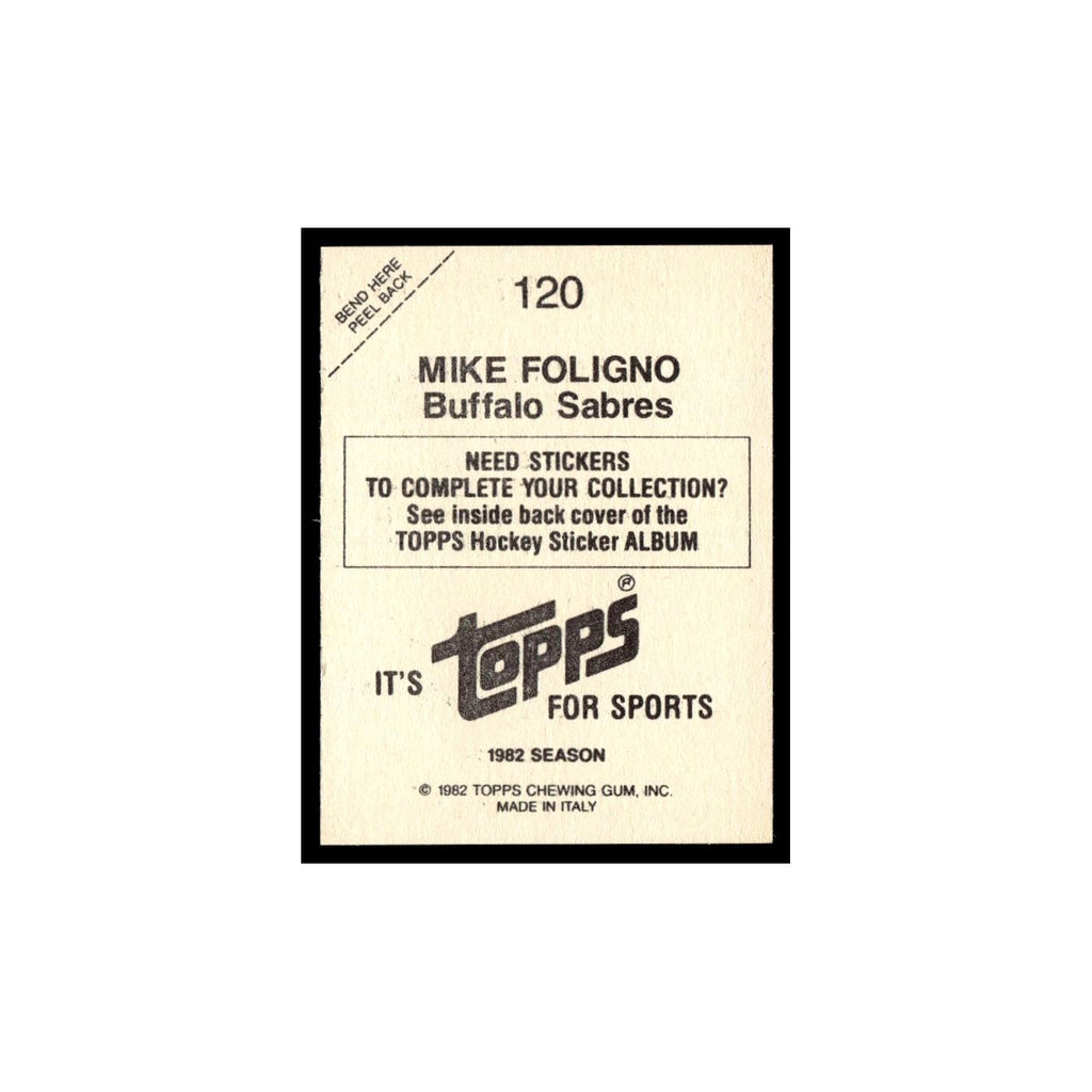 Mike Foligno 1982 Topps Stickers #120 Buffalo Sabres Hockey Card EX